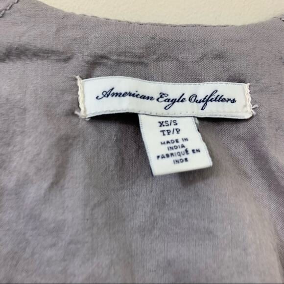 American Eagle Y2K Linen Blend Silver Beaded/Sequins Gray Vest - Picture 2 of 4